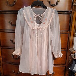 Vtg JC Penney 2pc Sleeper Short Nightgown Set Sz Medium